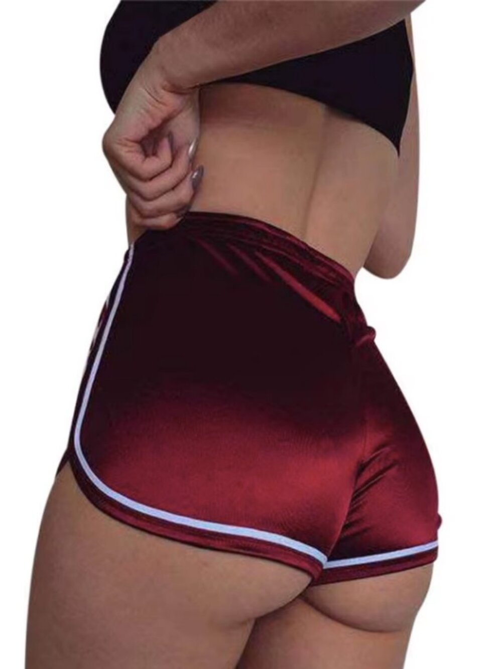 Women’s Maroon Satin Retro Shorts - Unbranded